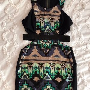Sequin Aztec Tribal Print Bodycon dress